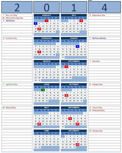 Microsoft Word 2014 Calendar Template