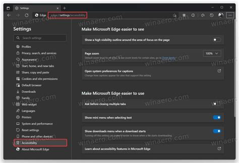 Microsoft Edge accessibility