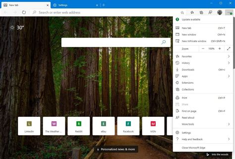 Microsoft Edge interface