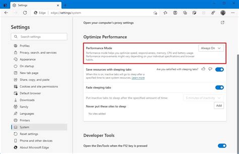 Microsoft Edge performance