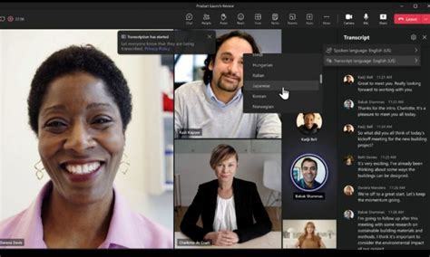 Microsoft Teams Premium translated transcript