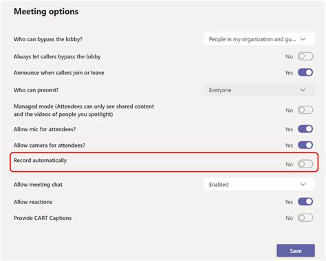 Microsoft Teams auto recording