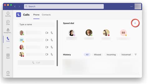 Microsoft Teams speed dial