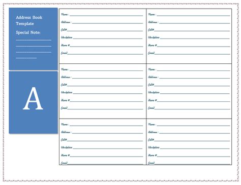 Address Book Template Address book template, Book template, Templates