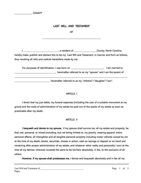 Microsoft Word Last Will And Testament Template