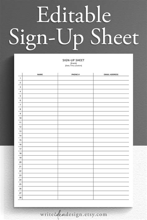 Microsoft Word Sign Up Sheet Template