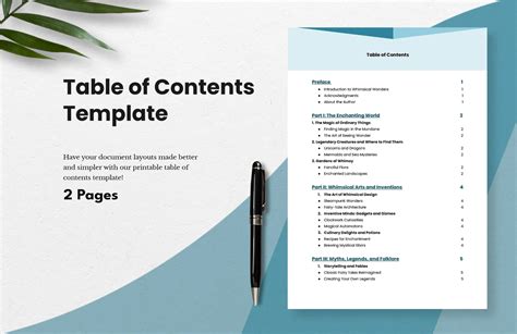 Microsoft Word Table Of Contents Template Download | PDF Template