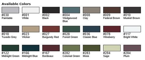 Mid America Color Chart