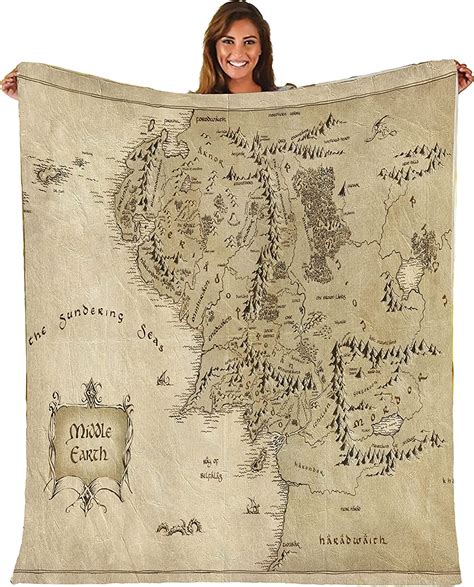 Blanket Middle Earth Map Throw Blanket Ultra Soft Velvet Blanket