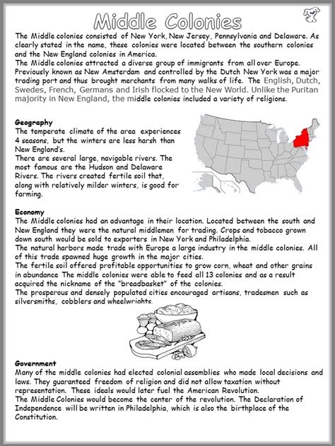Middle Colonies Worksheet