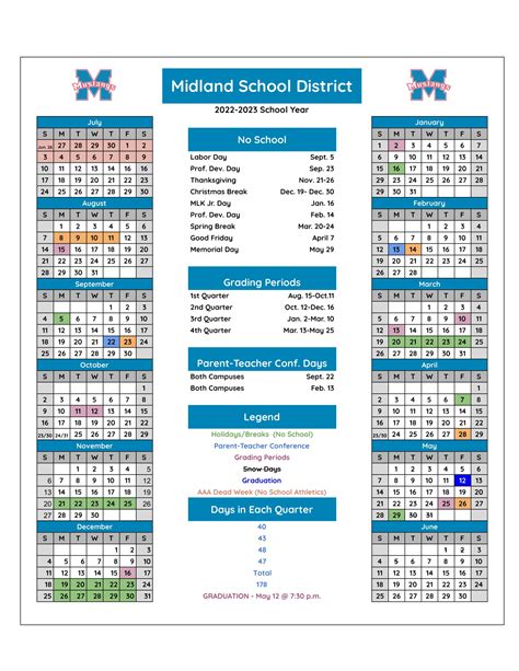 Midland Elementary Calendar