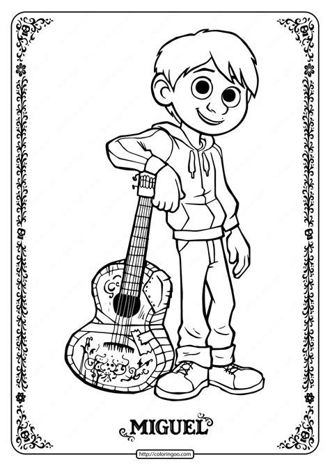 Happy Miguel on Roof Coloring Page Get Coloring Pages