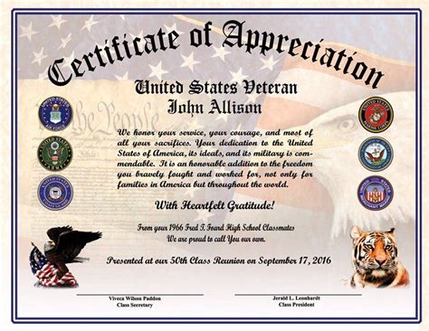 Military Veterans Free Printable Veterans Day Certificates