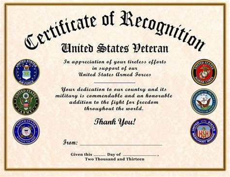 Military Certificate Templates Free