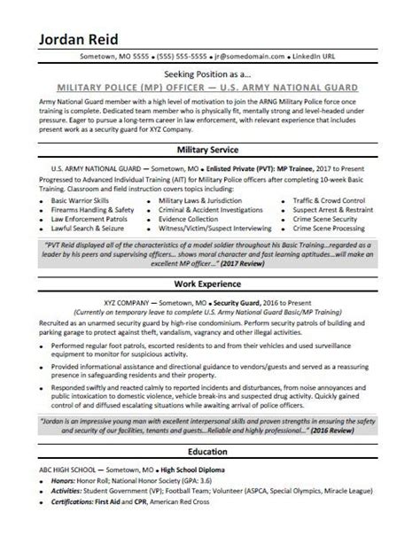 Military Resume Sample Monster.com