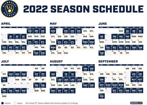 Milwaukee Brewers Schedule 2022 Printable