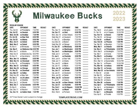 Milwaukee Bucks Schedule 2023 24 Printable