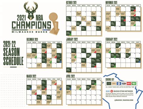 Printable 20222023 Milwaukee Bucks Schedule