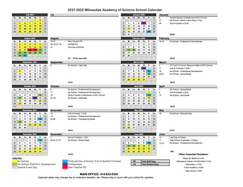 Milwaukee Scholars Calendar
