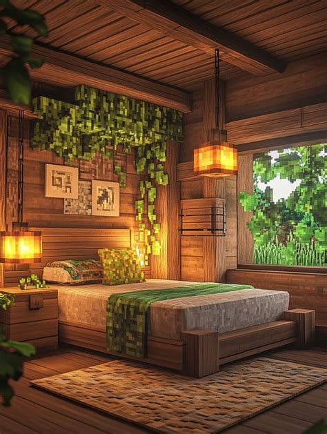 Minecraft Bedroom Design with Nature Elements