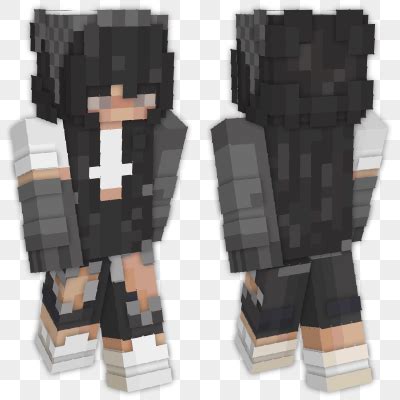 Unleash Your Style with Minecraft's Elegant Black Hair Skin - Create Your Unique Persona Now!