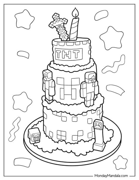 Minecraft Cake Coloring Pages