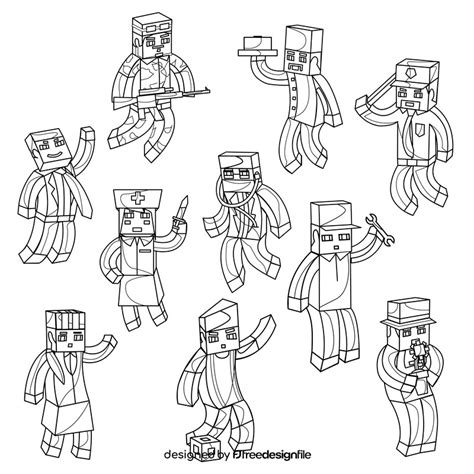 Minecraft Characters Black And White