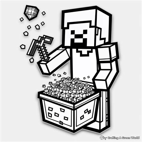 Minecraft Diamond Steve Coloring Pages
