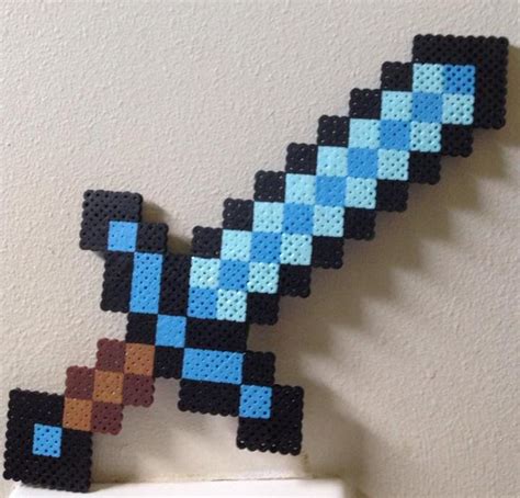 Minecraft Diamond Sword Perler