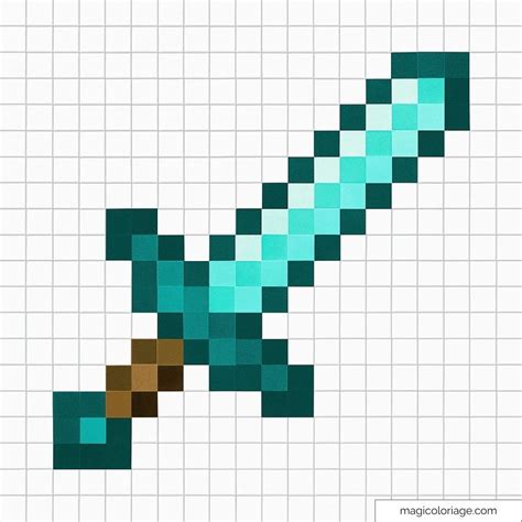 Minecraft Diamond Sword Pixel Art