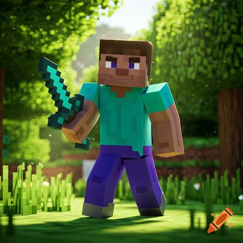 Minecraft Holding Diamond Sword
