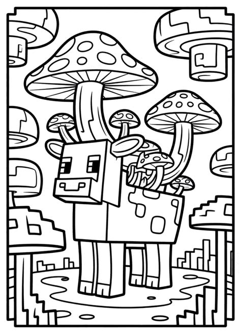 Minecraft Mooshroom Coloring Pages