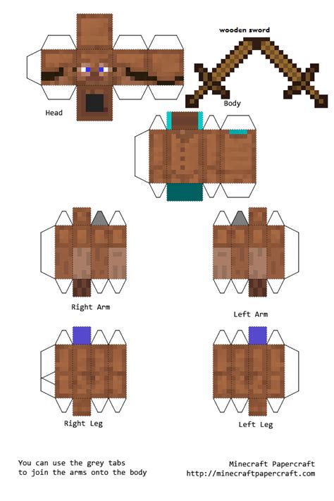 Minecraft Papercraft Steve With Iron Armor
