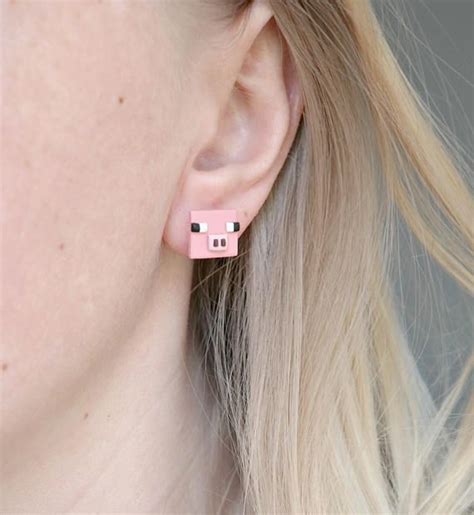 Minecraft Pig Earrings