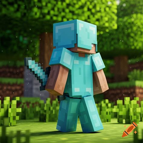 Minecraft Steve With Diamond Sword And Armor