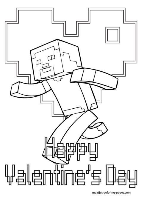 Minecraft Valentine Coloring Pages