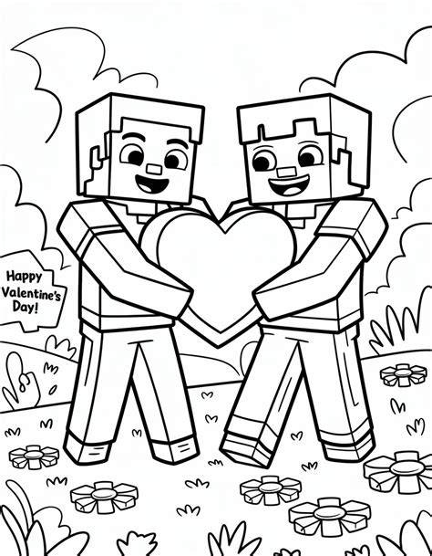 Minecraft Valentines Coloring Pages