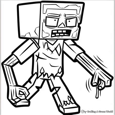 Minecraft Zombie Coloring Page