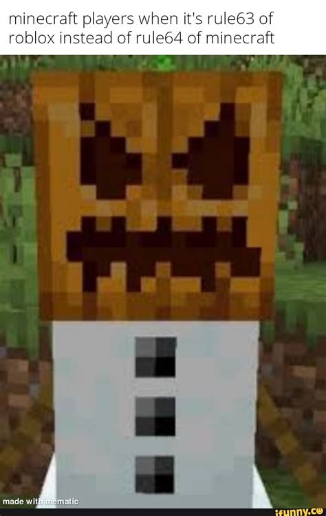 Minecraft players when it\'s rule63 of roblox instead of rule64 of 