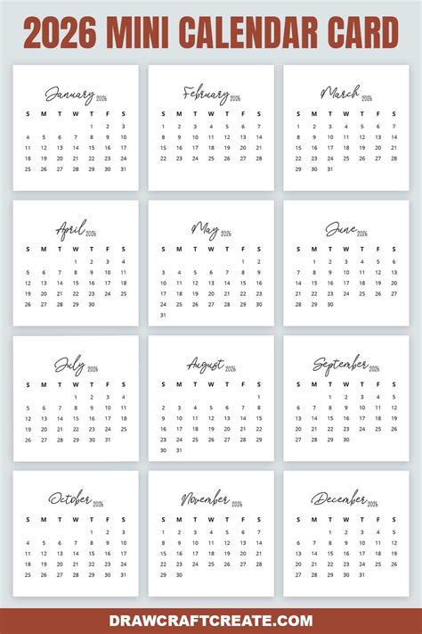 Mini Calendar Printable Pdf