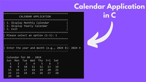 Mini Project Calendar Application In C Free Code Download