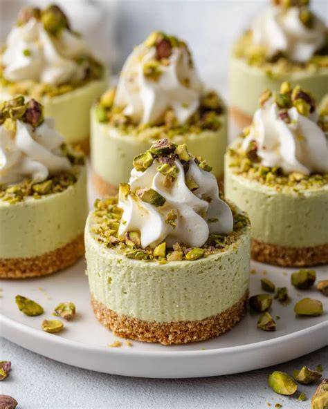 Mini Raspberry Pistachio Cheesecakes