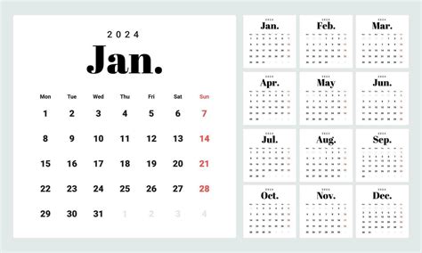 Minimalist Calendar 2024 Printable