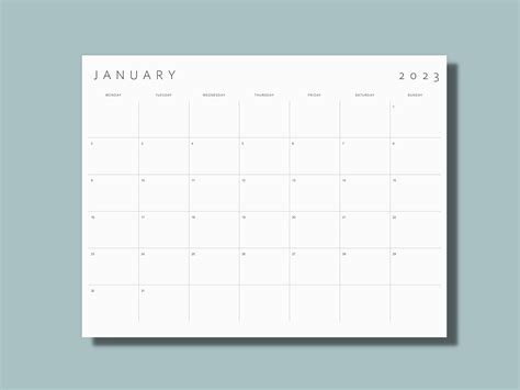 Minimalist Printable Monthly Calendar