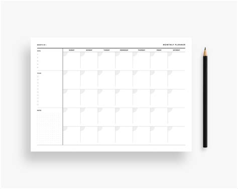 Printable Minimalist Blank Monthly Calendar Sunday and Etsy