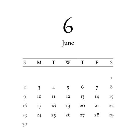 Minimalist Monthly Calendar Template Printable PDF