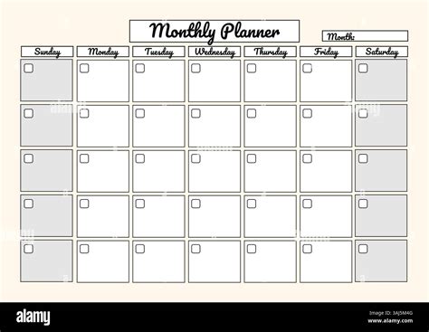 Printable Minimalist Blank Monthly Calendar Sunday and Etsy