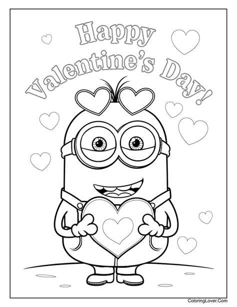 Minion Valentines Day Coloring Pages