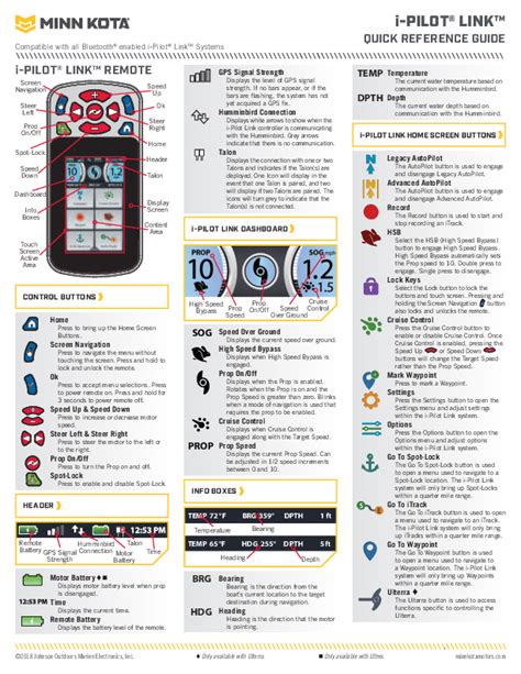 Minn Kota i-Pilot Link Bluetooth Quick Reference Guide