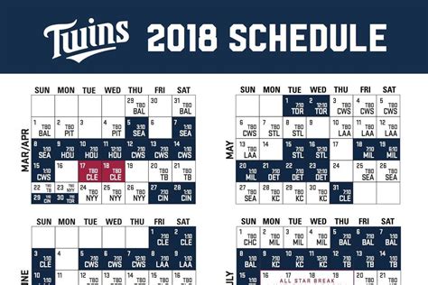Minnesota Twins Printable Schedule